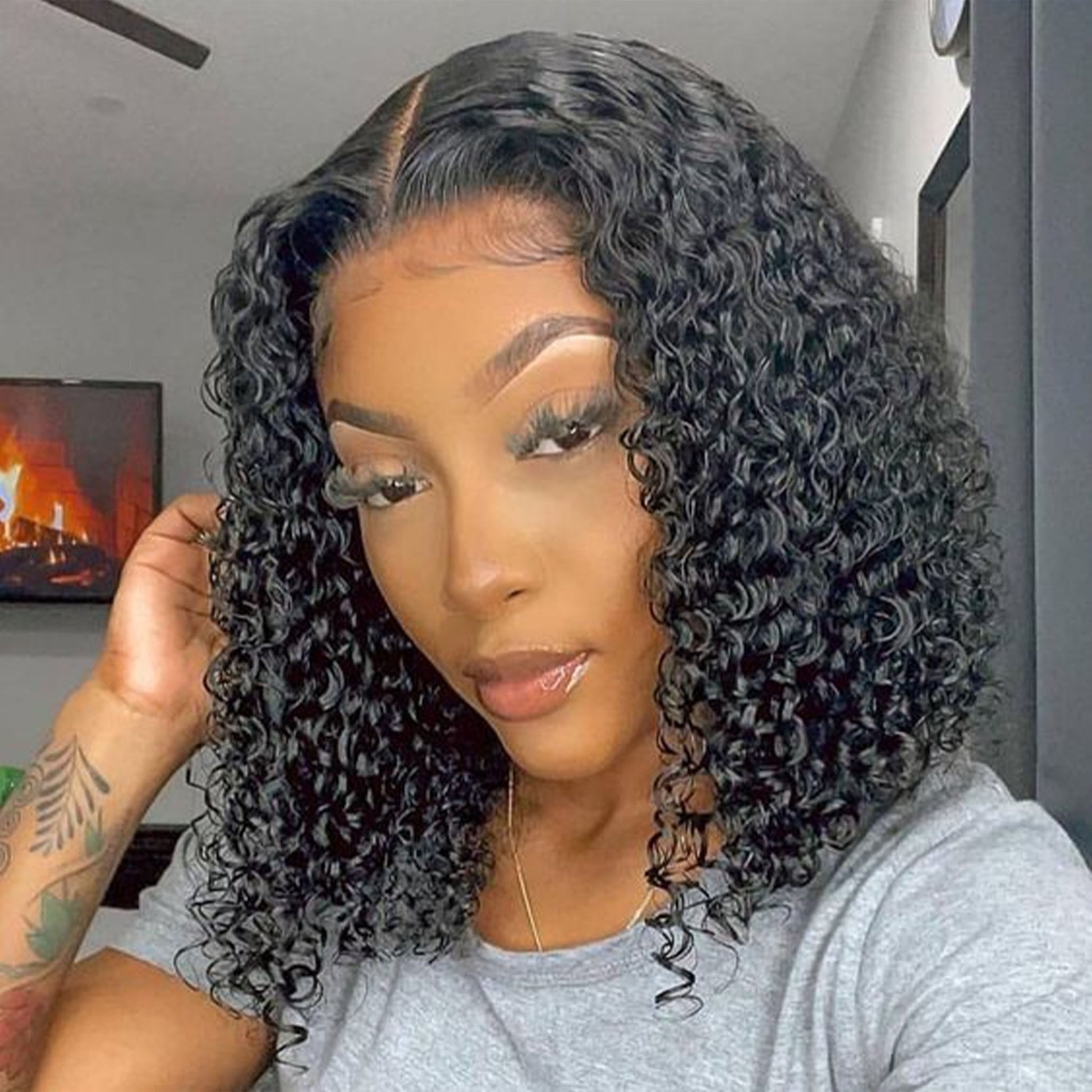 13X4 lace frontal wig Natural Deep Wave